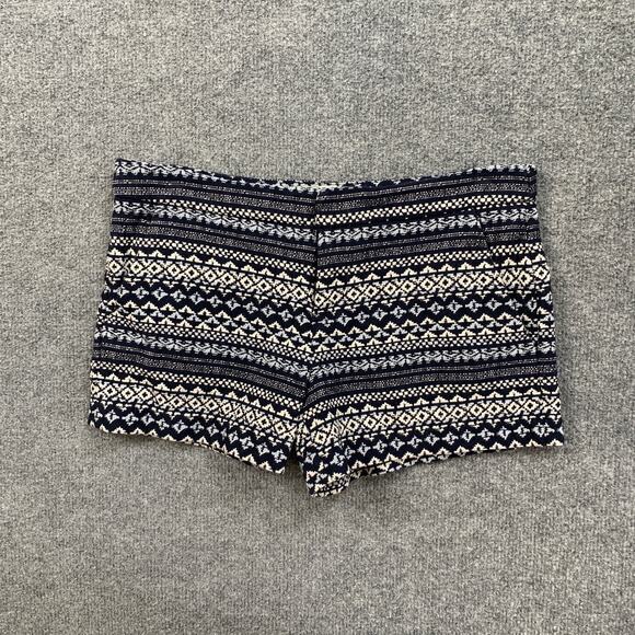Joie Shorts Womens 2 Navy White Merci Aztec Ethic Jacquard Zip Front Pockets - Picture 2 of 11